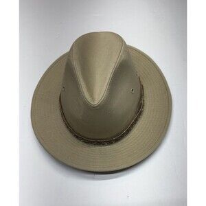 Dorfman Pacific Safari Hat Tan Canvas Fedora Snakeskin Band Men’s Size Small S